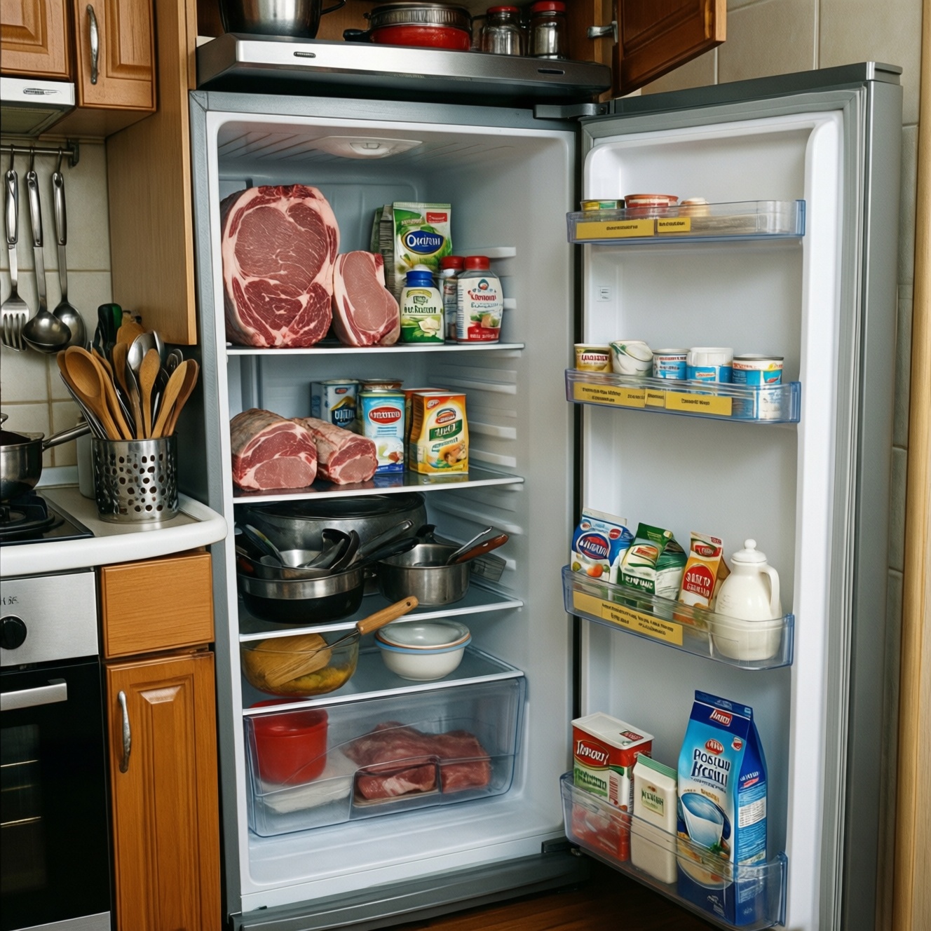 Мясное и молочное: разделение на маленькой кухне в московской квартире